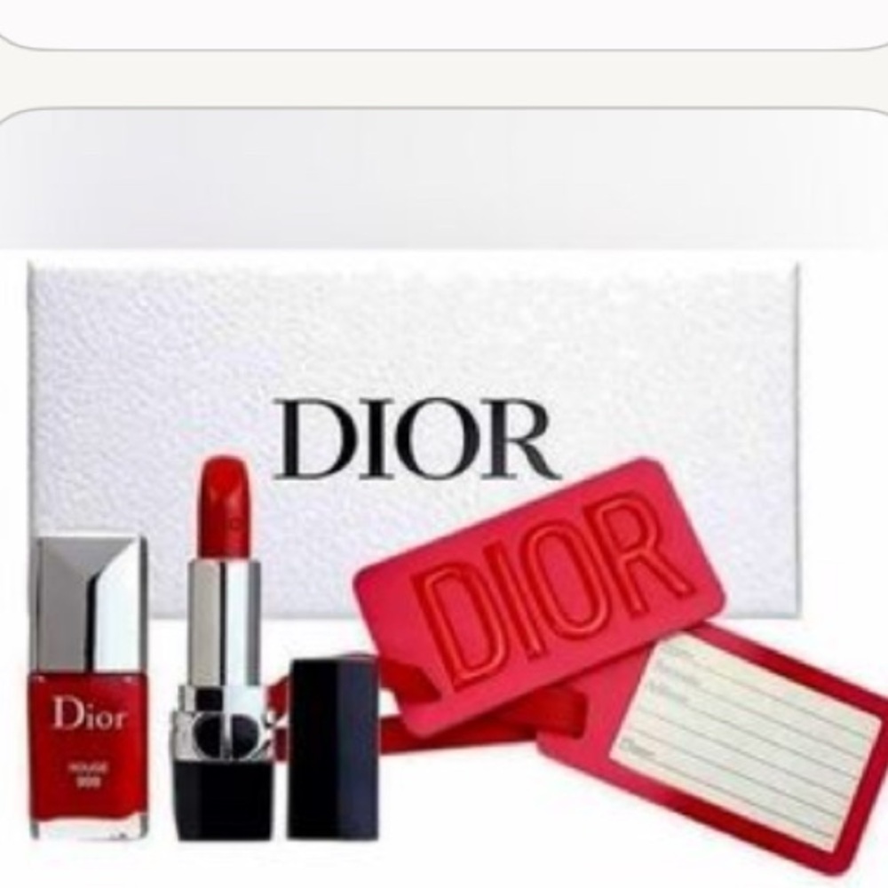 Dior Set with Lipstick/Nail Polish/Luggage Tag/Mirror